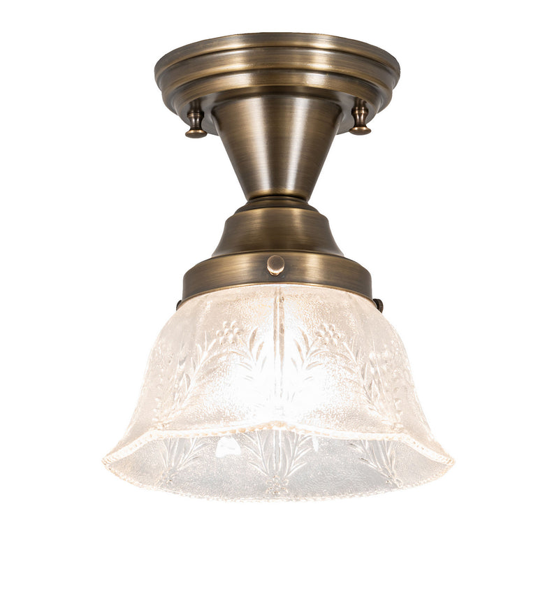 Meyda Tiffany 254404 One Light Flushmount, Antique Brass