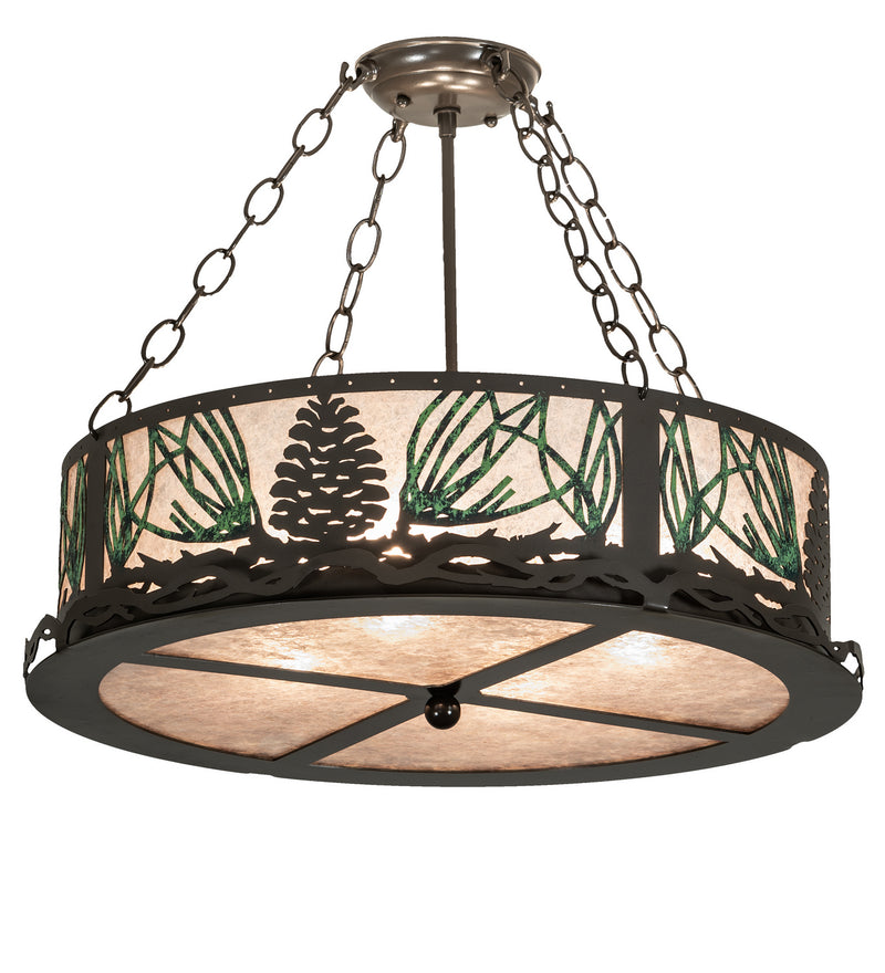 Meyda Tiffany 254835 Four Light Semi-Flushmount, Timeless Bronze/Green Needles