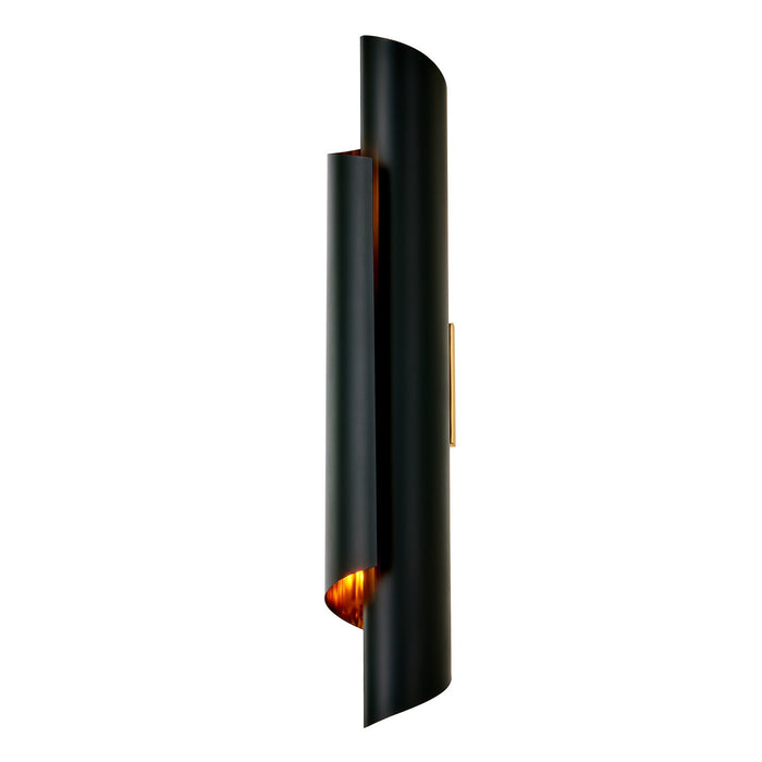 Kalco 514721PBB Two Light Wall Sconce, Matte Black and Polished Brass