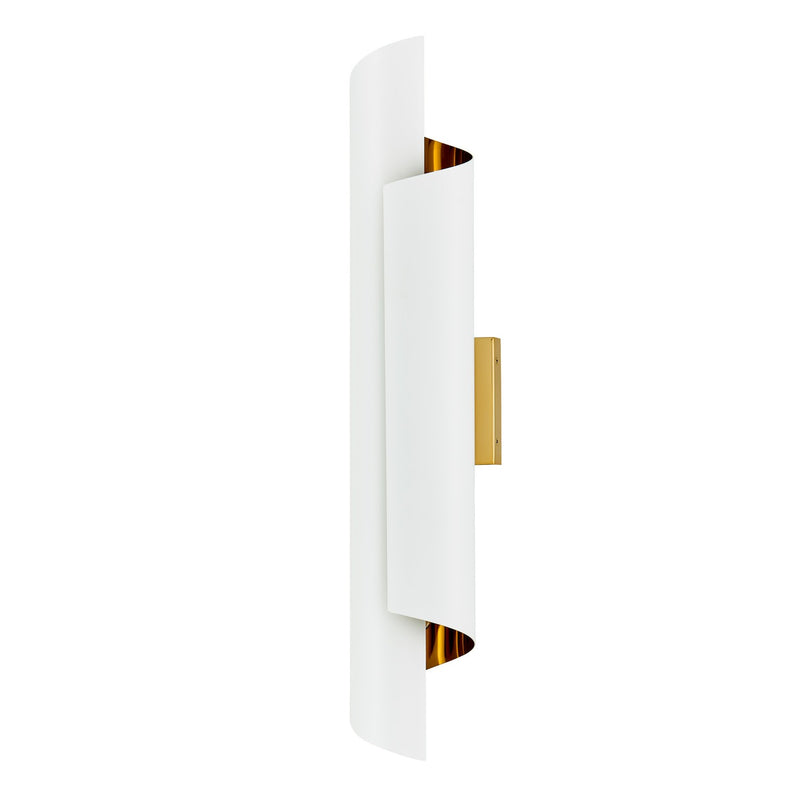 Kalco 514721PBW Two Light Wall Sconce, Matte White and Polished Brass