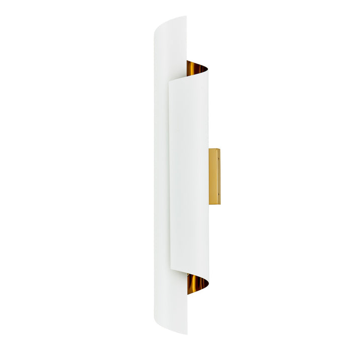 Kalco 514721PBW Two Light Wall Sconce, Matte White and Polished Brass