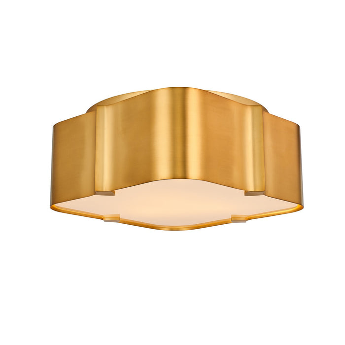 Kalco 516342WB Three Light Flush Mount, Winter Brass