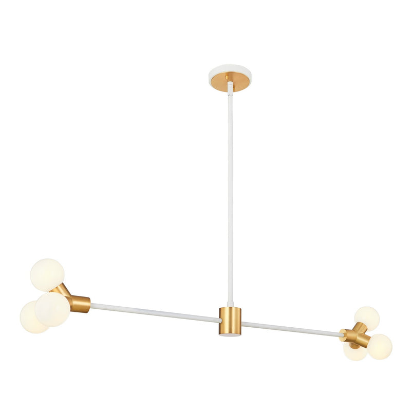 Kalco 517461WNB LED Island Pendant, White and New Brass