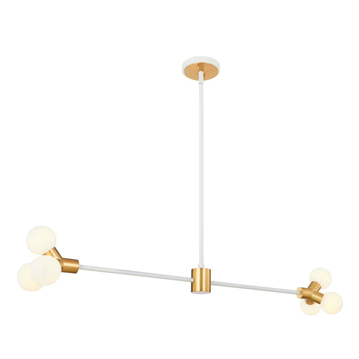 Kalco 517461WNB LED Island Pendant, White and New Brass