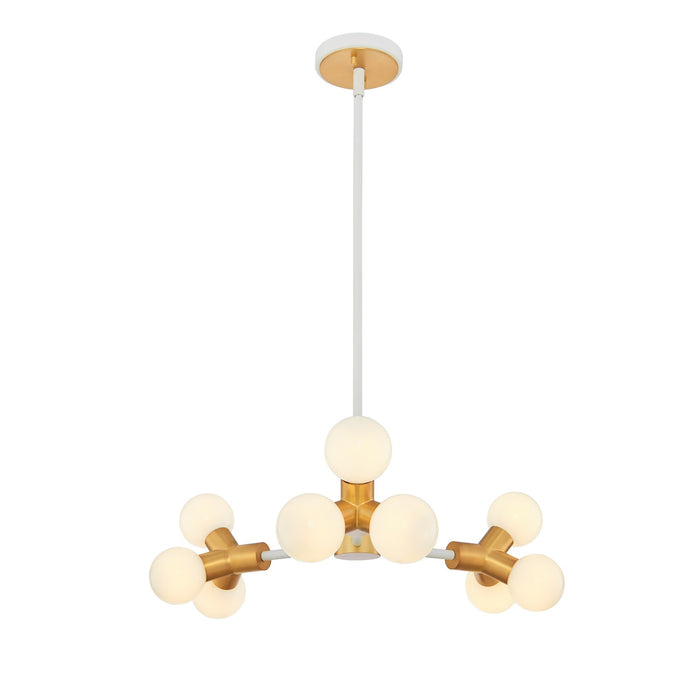 Kalco 517471WNB LED Chandelier, White and New Brass