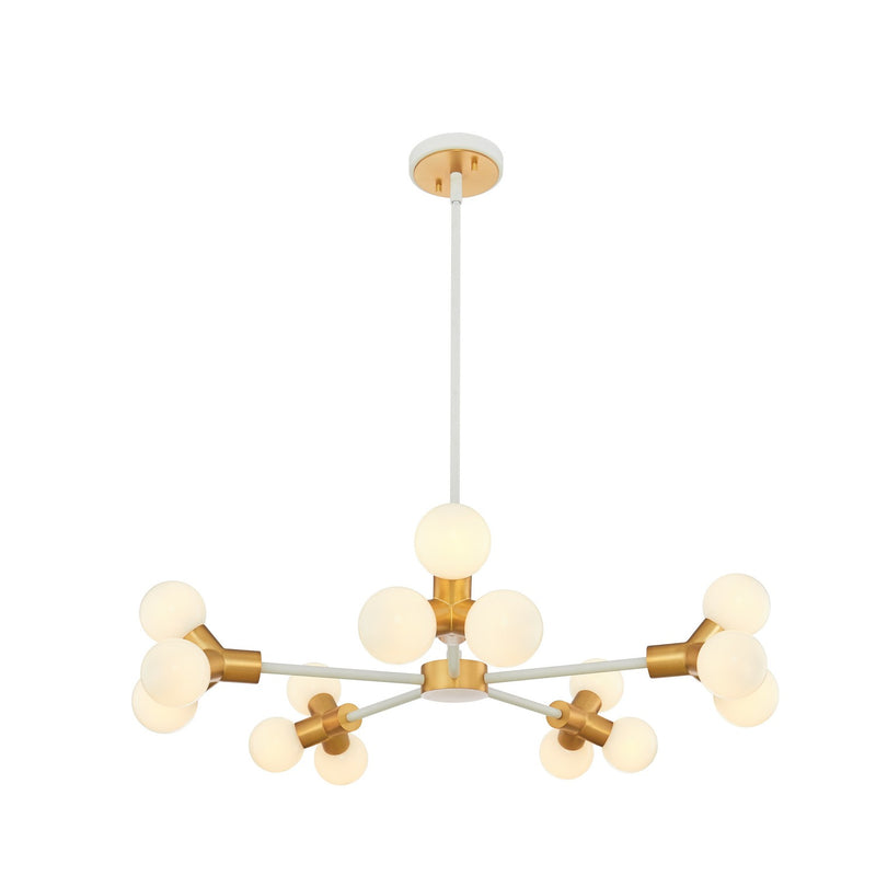 Kalco 517472WNB LED Chandelier, White and New Brass