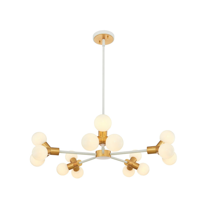 Kalco 517472WNB LED Chandelier, White and New Brass