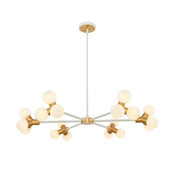 Kalco 517473WNB LED Chandelier, White and New Brass