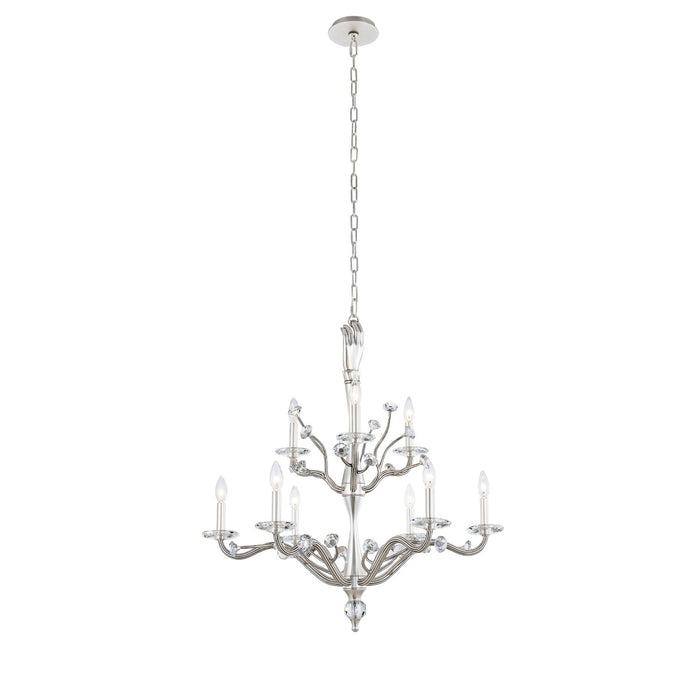 Kalco 517772PW Nine Light Chandelier, Pewter
