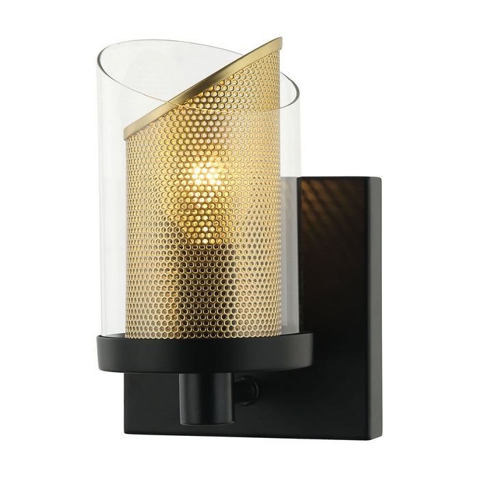 Varaluz 246B01BLGO One Light Bath, Black/Gold