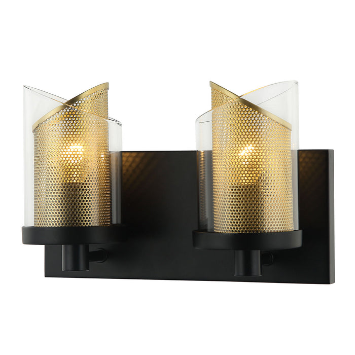 Varaluz 246B02BLGO Two Light Bath, Black/Gold