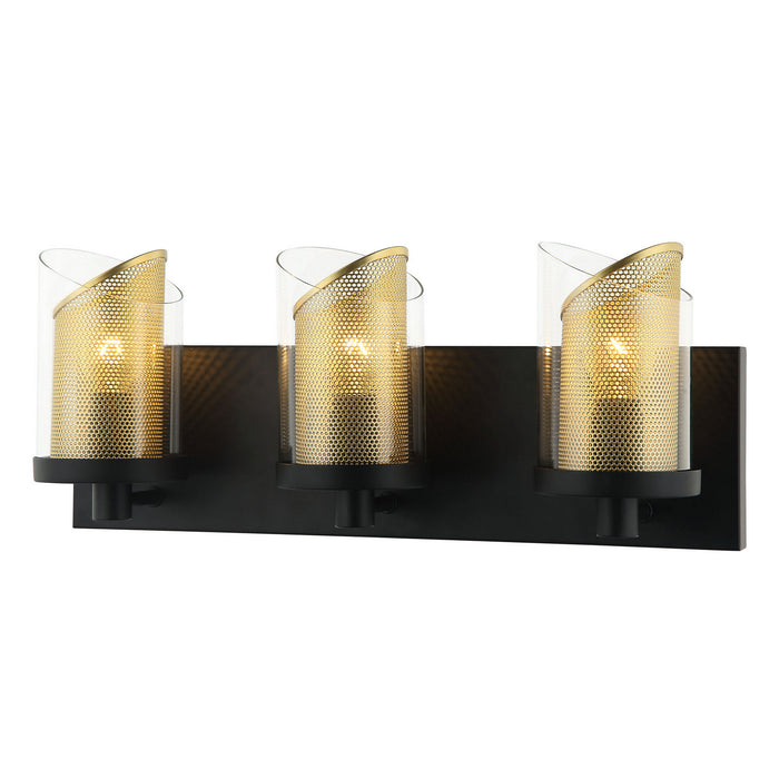 Varaluz 246B03BLGO Three Light Bath, Black/Gold