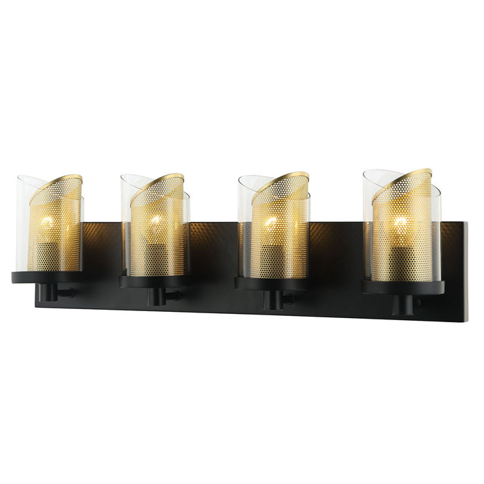 Varaluz 246B04BLGO Four Light Bath, Black/Gold