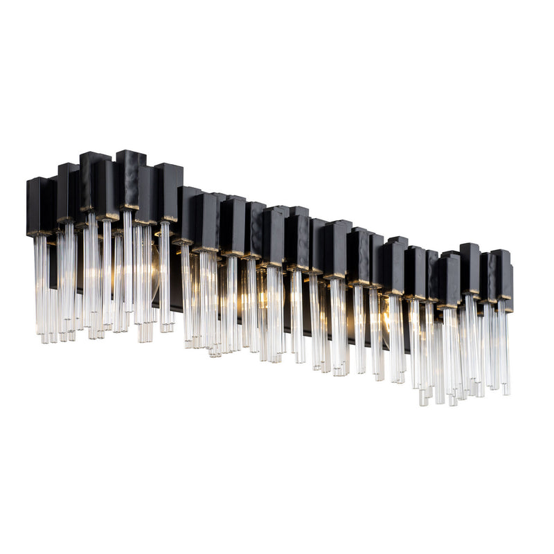 Varaluz 309B03MBFG Three Light Bath, Matte Black/French Gold