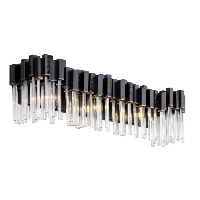 Varaluz 309B03MBFG Three Light Bath, Matte Black/French Gold