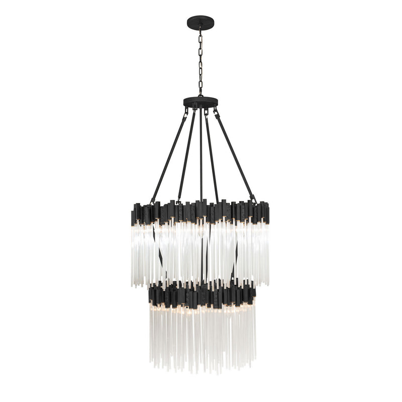 Varaluz 309C14MBFG 14 Light Chandelier, Matte Black/French Gold