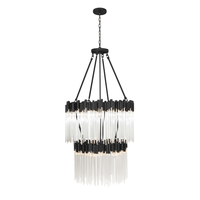 Varaluz 309C14MBFG 14 Light Chandelier, Matte Black/French Gold