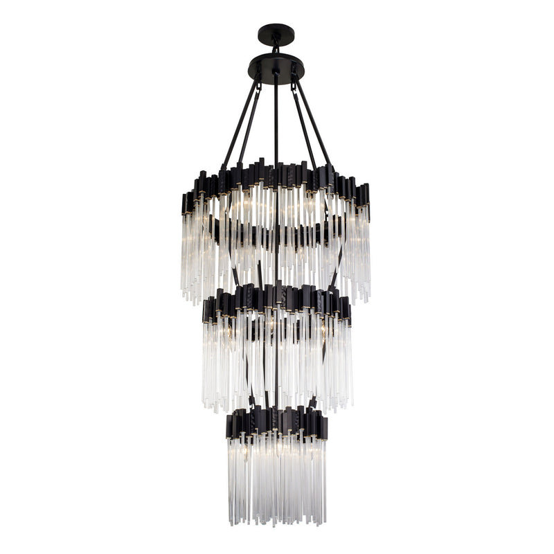 Varaluz 309C19MBFG 18 Light Chandelier, Matte Black/French Gold