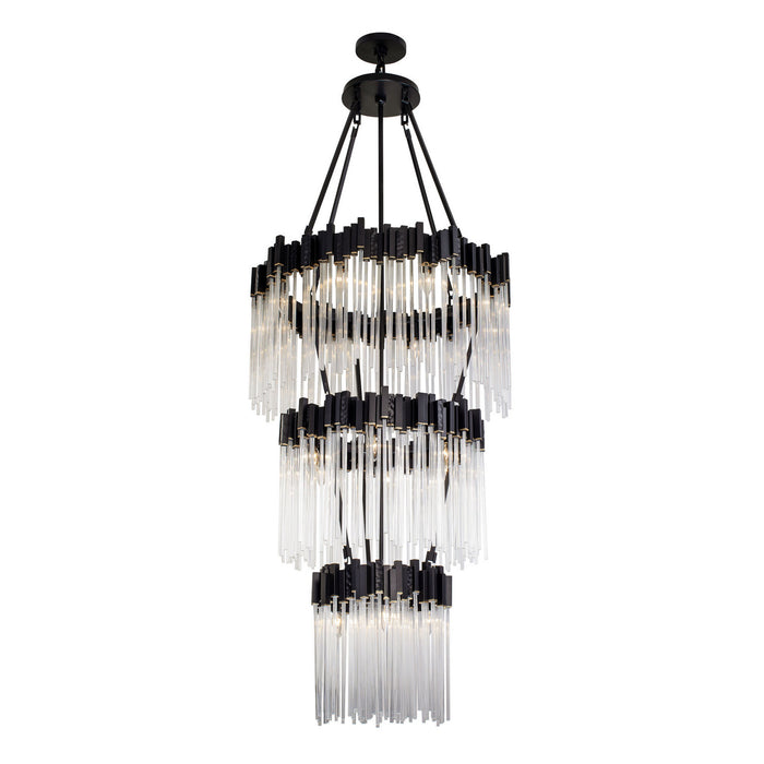Varaluz 309C19MBFG 18 Light Chandelier, Matte Black/French Gold