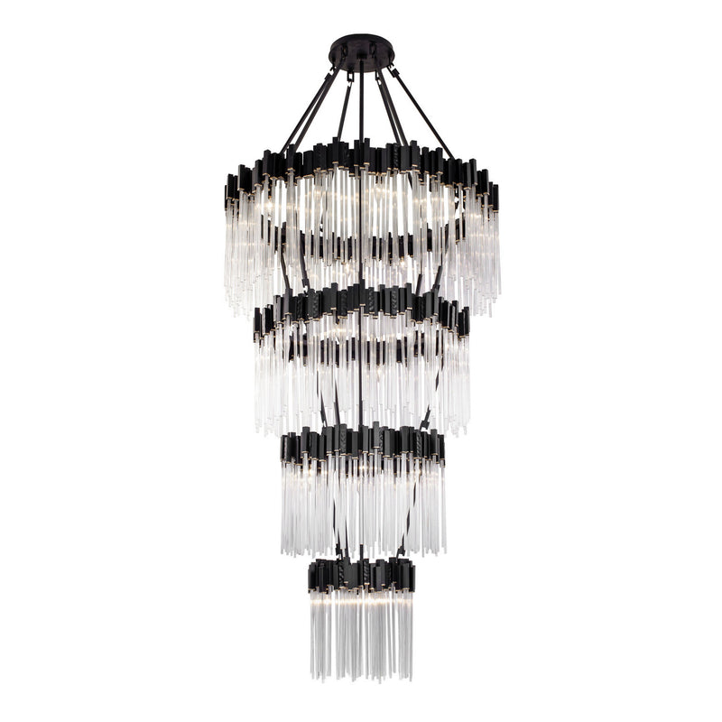 Varaluz 309C30MBFG 30 Light Chandelier, Matte Black/French Gold