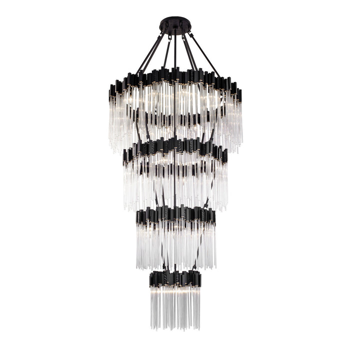 Varaluz 309C30MBFG 30 Light Chandelier, Matte Black/French Gold