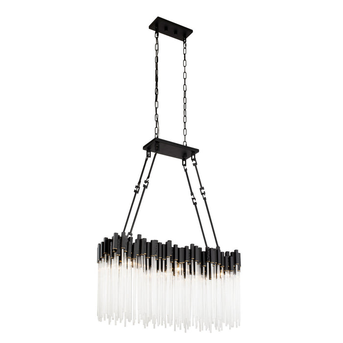 Varaluz 309N06MBFG Six Light Linear Pendant, Matte Black/French Gold