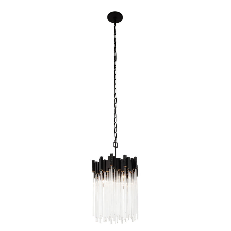 Varaluz 309P03MBFG Three Light Pendant, Matte Black/French Gold