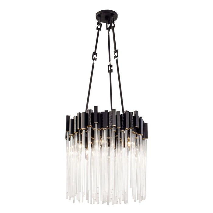 Varaluz 309P06MBFG Six Light Pendant, Matte Black/French Gold