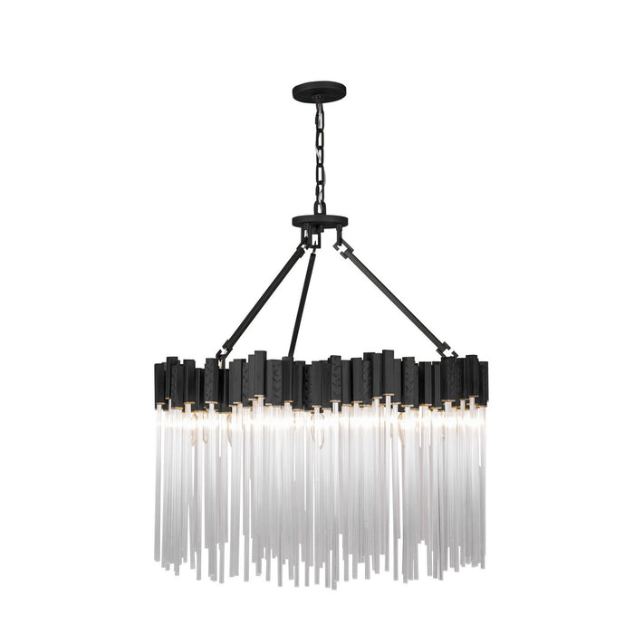 Varaluz 309P10MBFG Ten Light Pendant, Matte Black/French Gold