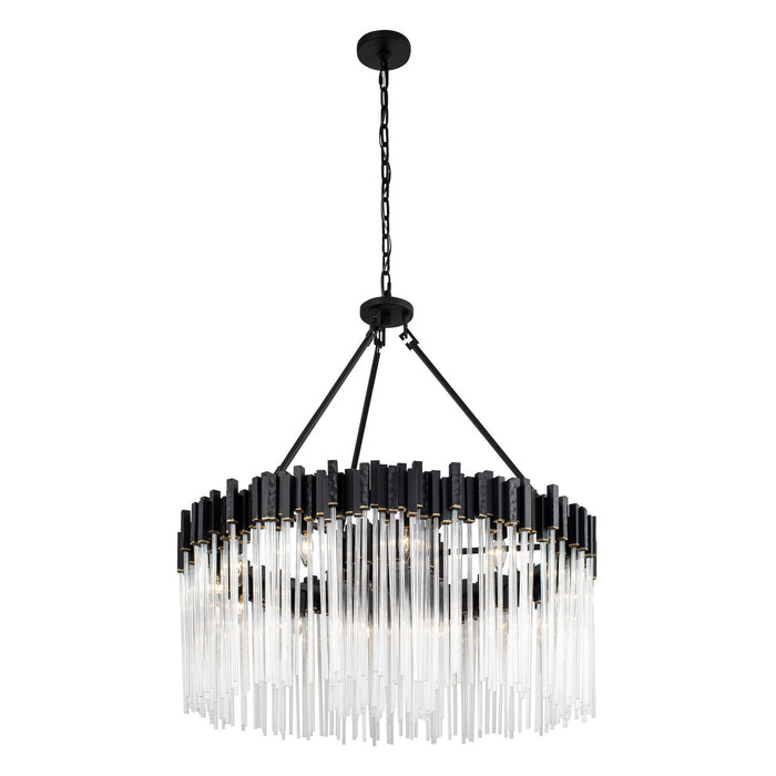 Varaluz 309P12MBFG 12 Light Pendant, Matte Black/French Gold