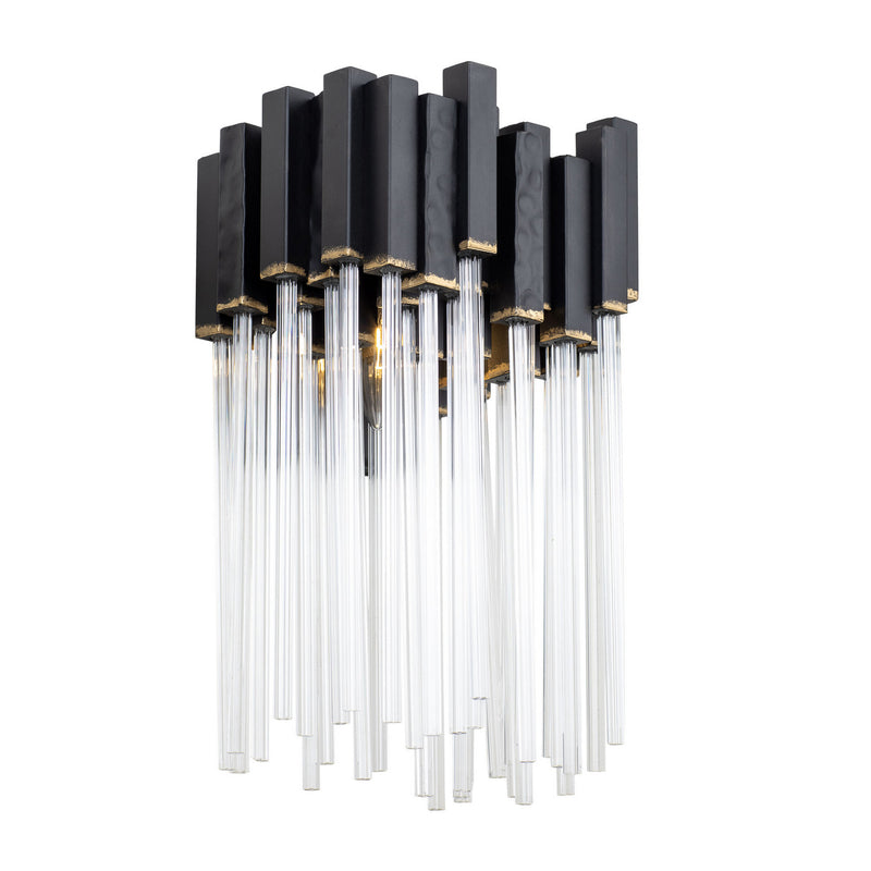 Varaluz 309W01MBFG One Light Wall Sconce, Matte Black/French Gold