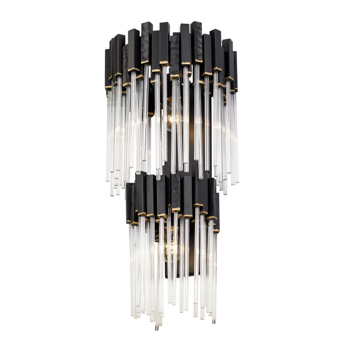 Varaluz 309W02LMBFG Two Light Wall Sconce, Matte Black/French Gold