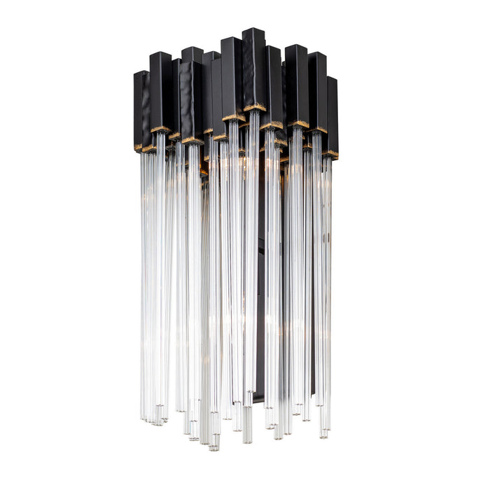 Varaluz 309W02MBFG Two Light Wall Sconce, Matte Black/French Gold