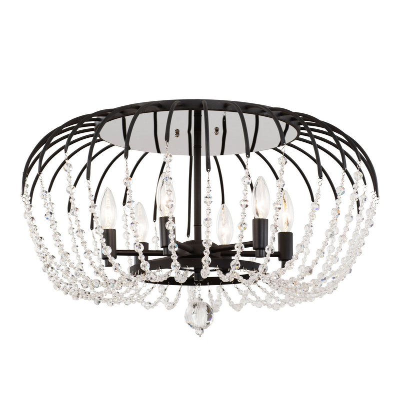 Varaluz 343S06MB Six Light Semi-Flush Mount, Matte Black