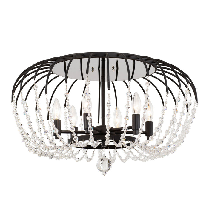 Varaluz 343S06MB Six Light Semi-Flush Mount, Matte Black