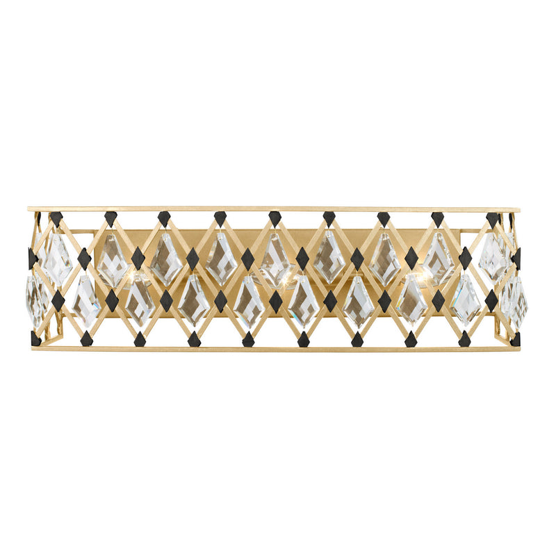 Varaluz 345B03FGMB Three Light Bath, French Gold/Matte Black