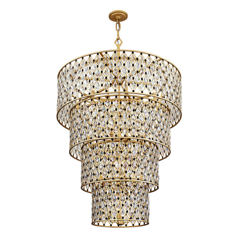 Varaluz 345C21FGMB 21 Light Chandelier, French Gold/Matte Black