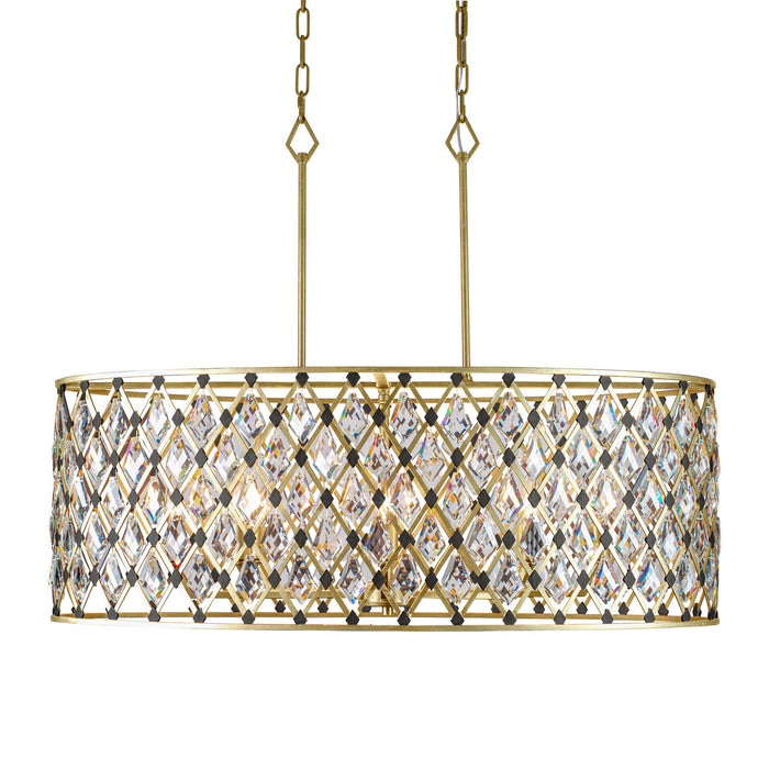 Varaluz 345N08FGMB Eight Light Linear Pendant, French Gold/Matte Black