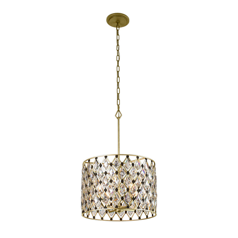 Varaluz 345P04FGMB Four Light Pendant, French Gold/Matte Black