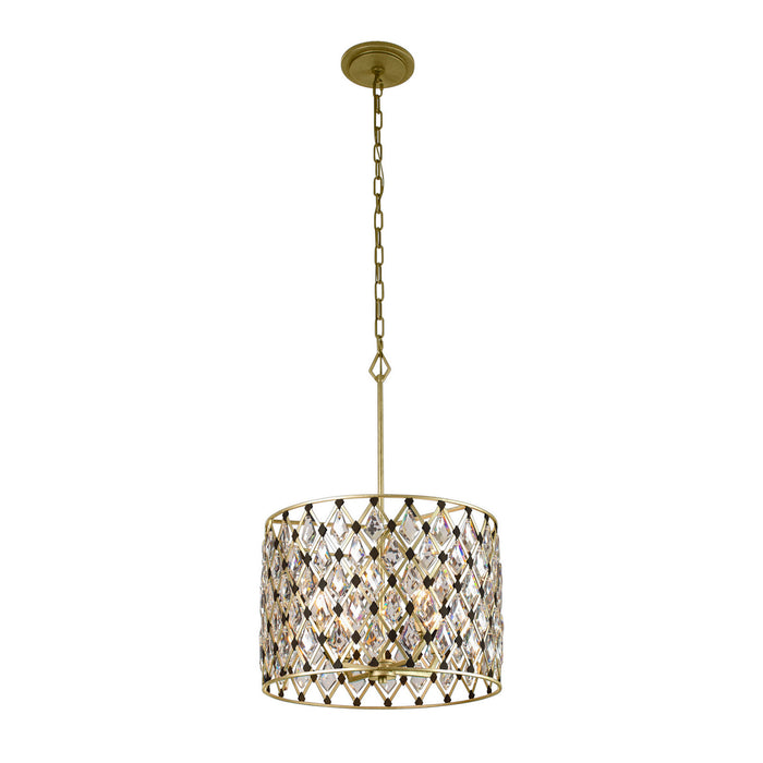 Varaluz 345P04FGMB Four Light Pendant, French Gold/Matte Black
