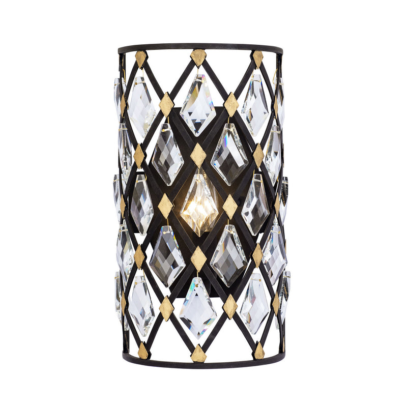 Varaluz 345W01CBHG One Light Wall Sconce, Carbon/Havana Gold