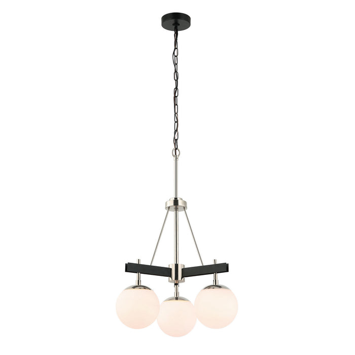 Varaluz 352C03BLPN Three Light Chandelier, Black/Polished Nickel