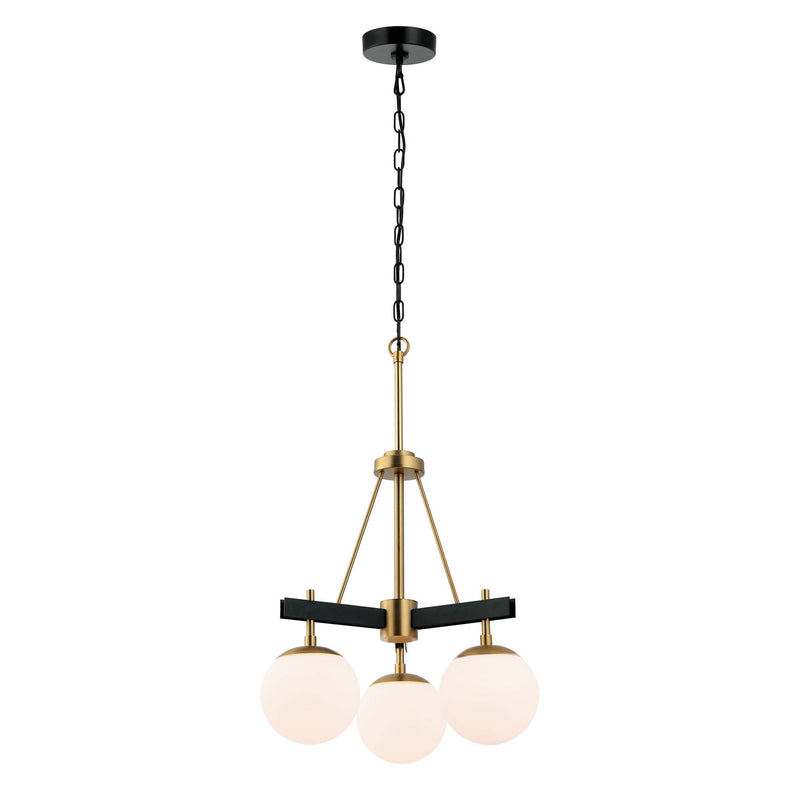 Varaluz 352C03BLSB Three Light Chandelier, Black/Satin Brass