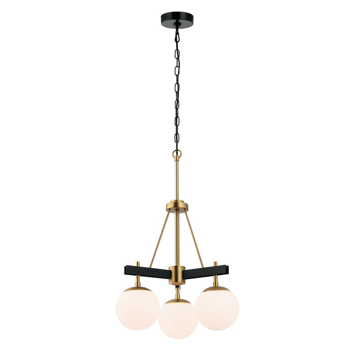 Varaluz 352C03BLSB Three Light Chandelier, Black/Satin Brass