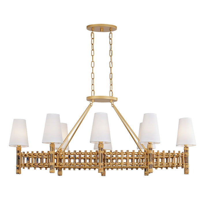 Varaluz 360N08FG Eight Light Linear Pendant, French Gold