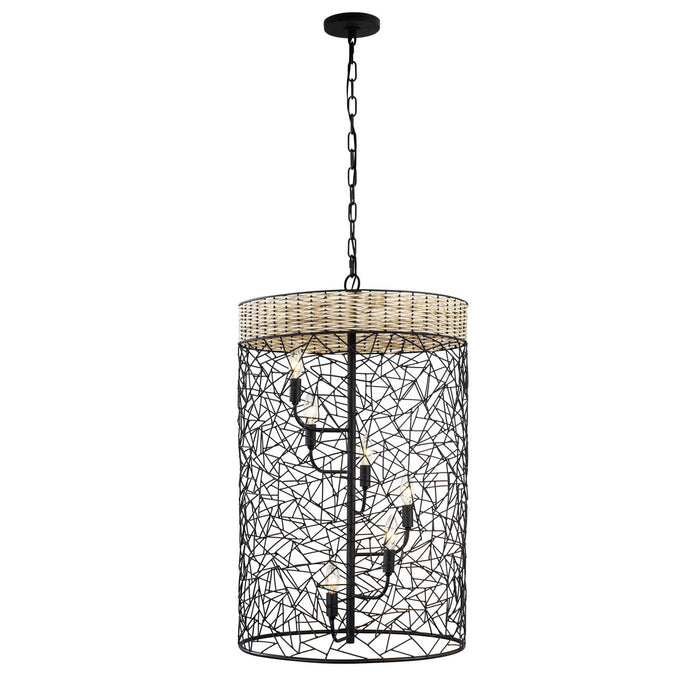 Varaluz 362F06BL Six Light Foyer Pendant, Black