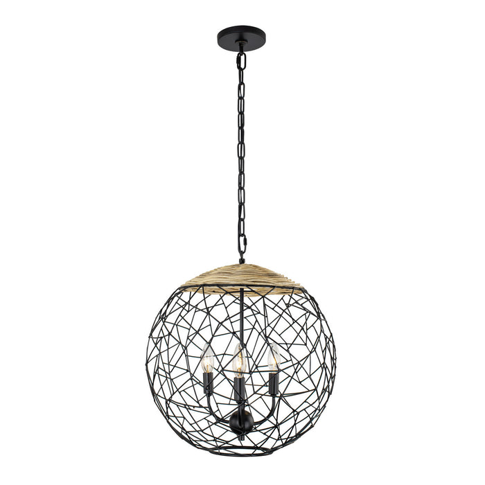 Varaluz 362P03BL Three Light Pendant, Black