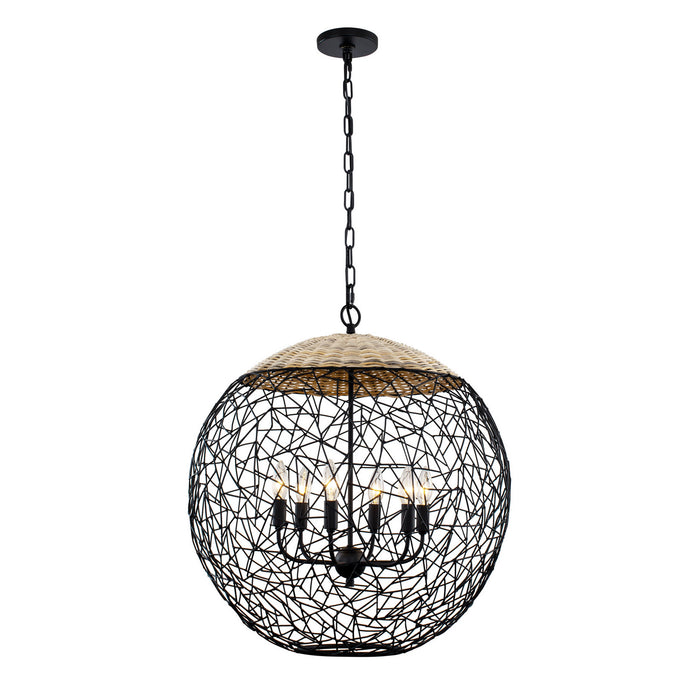 Varaluz 362P06BL Six Light Pendant, Black