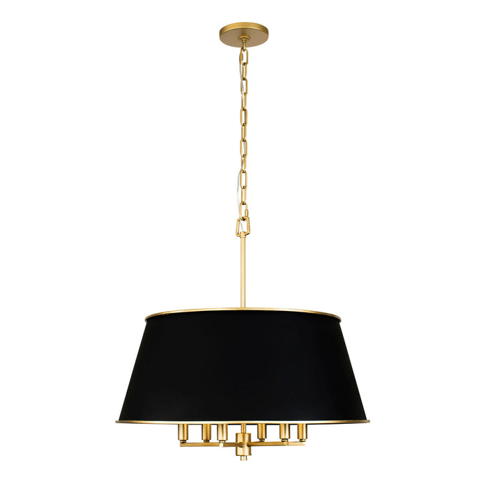 Varaluz 364P06MBFG Six Light Pendant, Matte Black/French Gold
