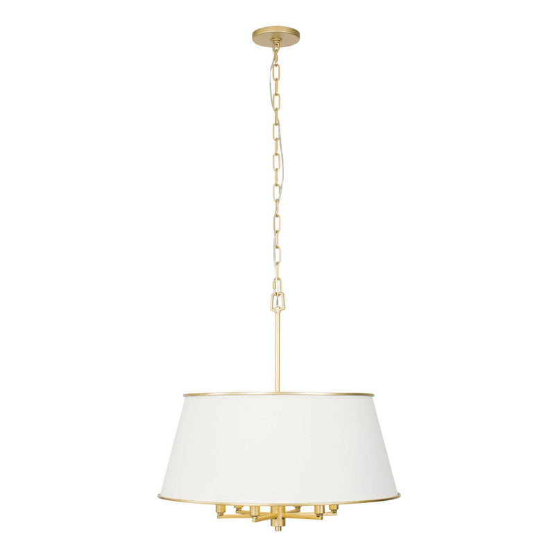 Varaluz 364P06MWFG Six Light Pendant, Matte White/French Gold